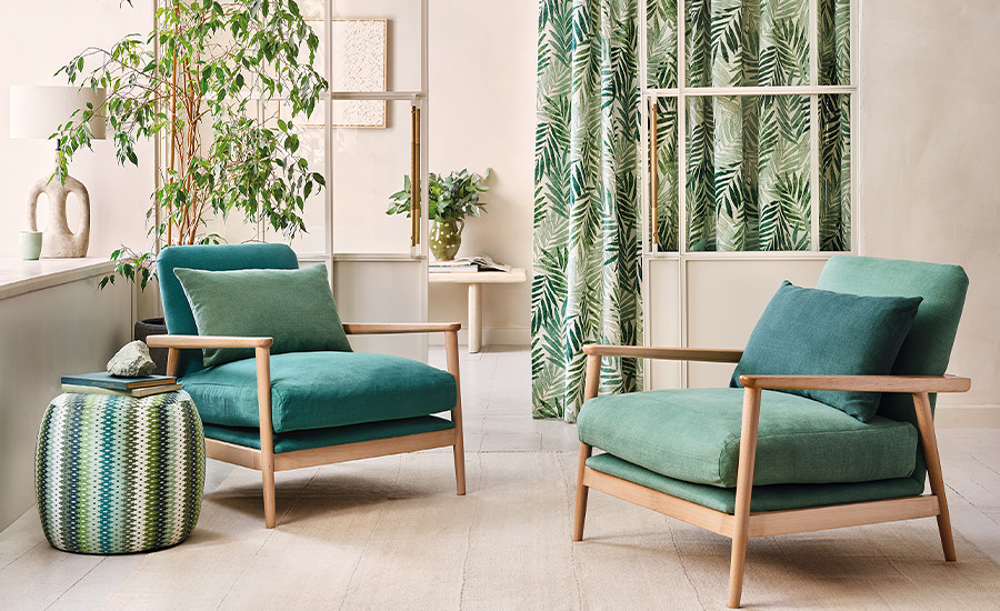 Toulin Printed Linara - Linara Shamrock - Edra Spinach - Samora Canopy - Linara Verdigris - Linara Spurce - Romo